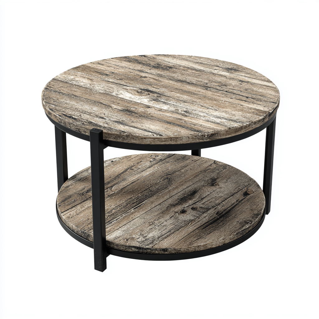 Table basse - bois massif-métal - 88x88x44 cm - brun-noir - style industriel-Styleero