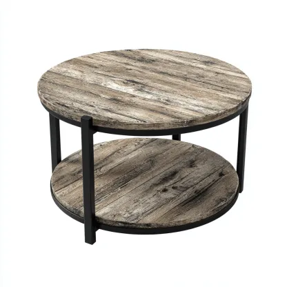 Table basse - bois massif-métal - 88x88x44 cm - brun-noir - style industriel-Styleero