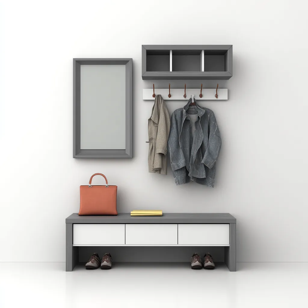 Porte manteau-bois-mdf-métal-150x36x170 cm-gris-blanc-nordique-Styleero