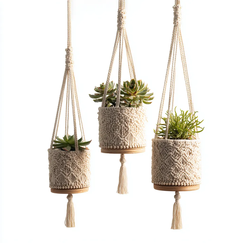 Pots-coton-bois-18x18x28cm - 15x15x25cm - 12x12x22cm-beige-design bohème-Styleero