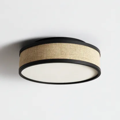 Plafonnier - Métal - Tissu - Acrylique - 31x31x10 cm - Noir-Beige - Moderne-Styleero