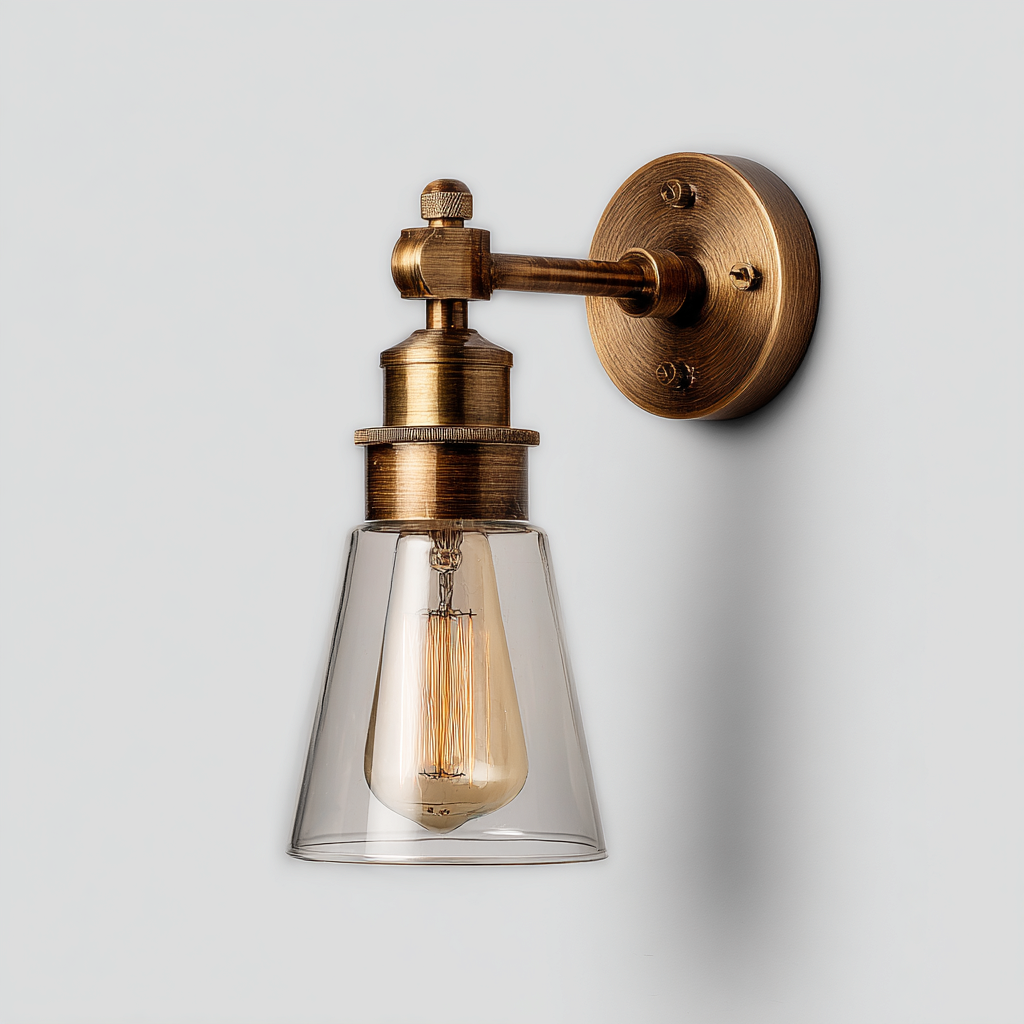 Applique murale-Métal-Verre-17x15x27 cm-Laiton-Style industriel-Styleero