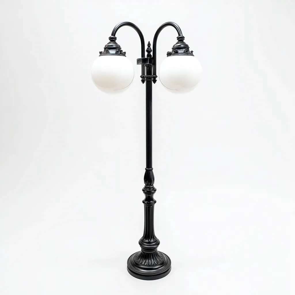 Lampadaire-metal-verre-32x32x165 cm-noir-blanc-classique-Styleero