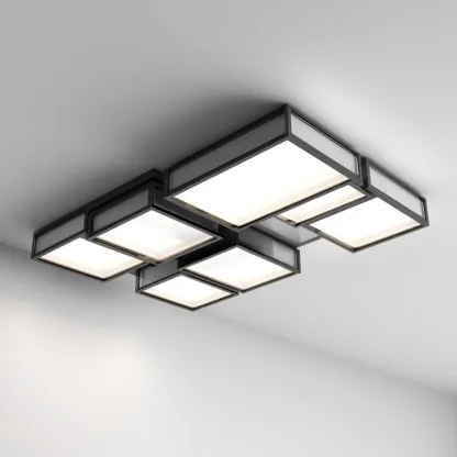 Plafonnier-metal-acrylique-82x54x12 cm-noir-blanc-design-moderne-Styleero