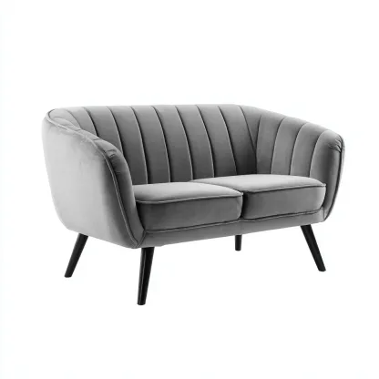 Canapé 2 places - velours-polyester - 146x82x81 cm - gris - style moderne-Styleero