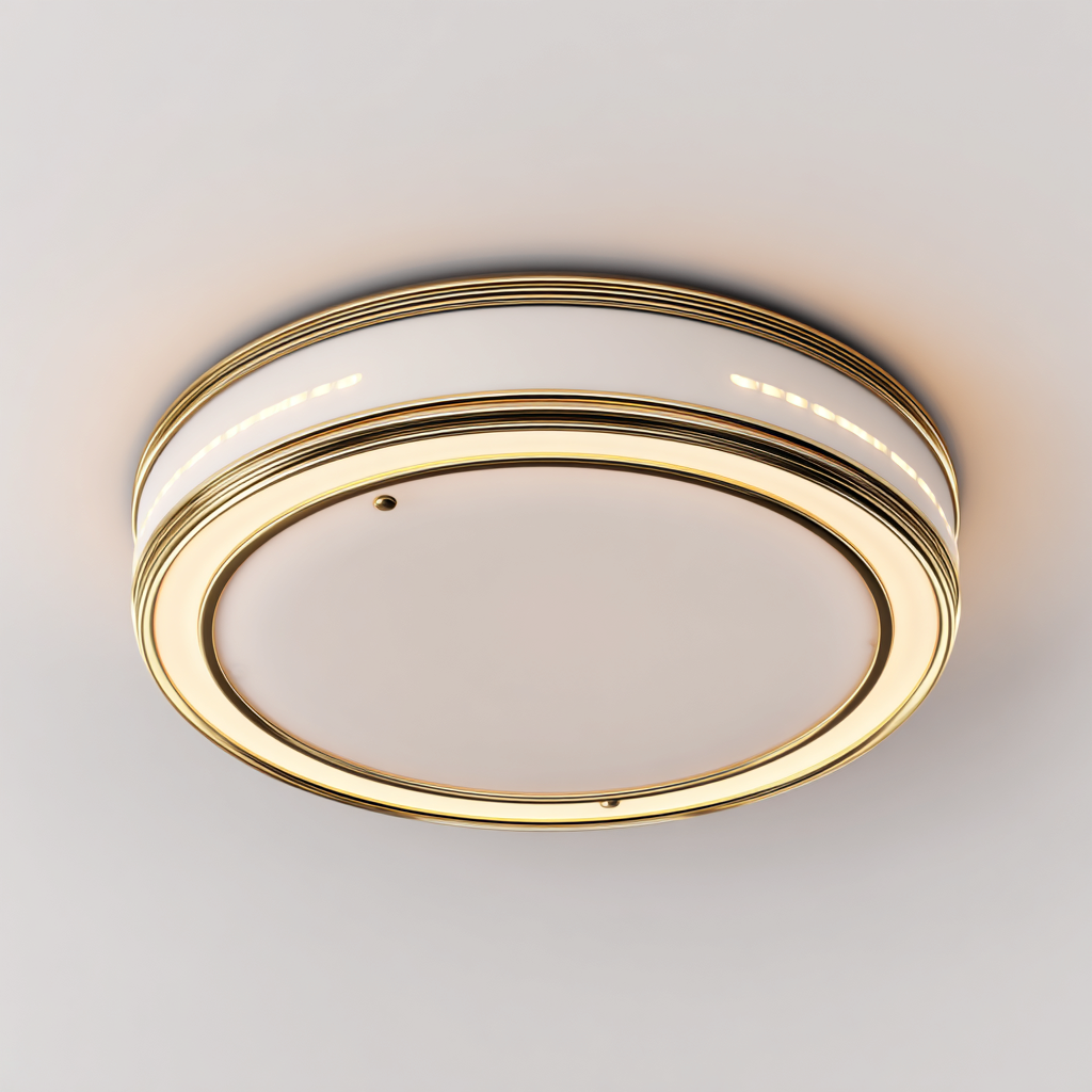 Plafonnier-rond-métal-acrylique-40x40x9 cm-or-blanc-style-moderne-Styleero