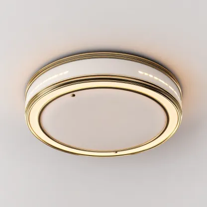 Plafonnier-rond-métal-acrylique-40x40x9 cm-or-blanc-style-moderne-Styleero
