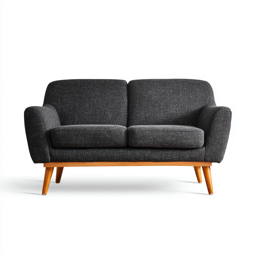 Canapé 2 places-tissu-mousse-162x81x86 cm-gris foncé-style scandinave-Styleero