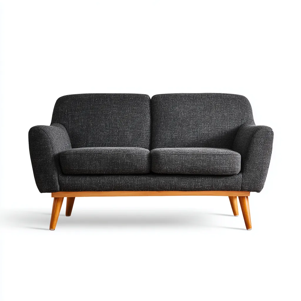 Canapé 2 places-tissu-mousse-162x81x86 cm-gris foncé-style scandinave-Styleero