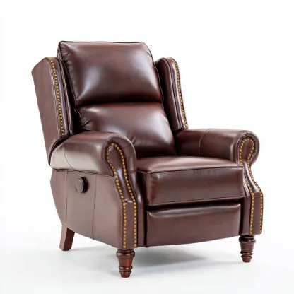 Fauteuil relax-similicuir-98x94x112 cm-marron-design classique-Styleero