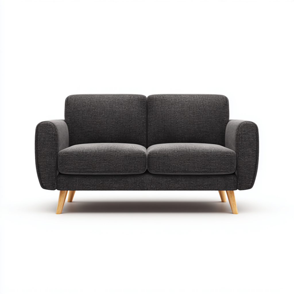 Canapé 2 places-tissu-mousse-158x82x84 cm-gris foncé-style contemporain-Styleero