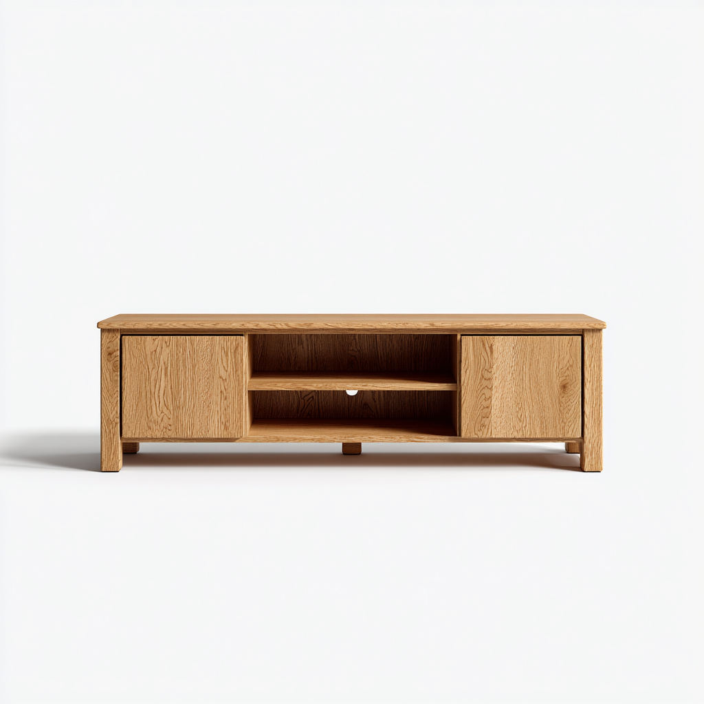 Meuble TV - chêne-massif - 150x41x52 cm - Bois naturel - style classique-Styleero