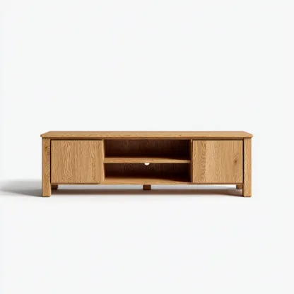 Meuble TV - chêne-massif - 150x41x52 cm - Bois naturel - style classique-Styleero