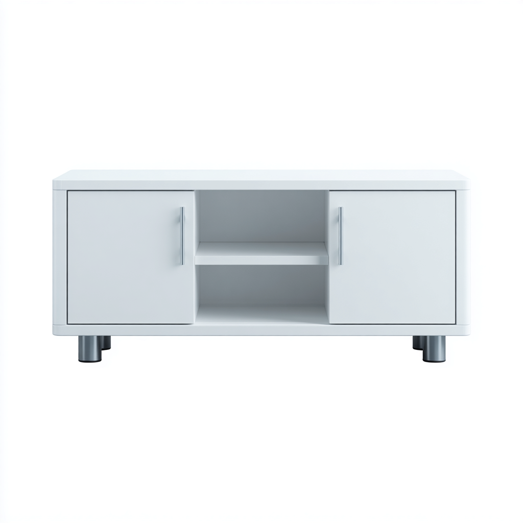Meuble TV - MDF-métal - 120x39x53 cm - Blanc - style moderne-Styleero