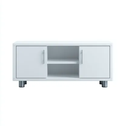 Meuble TV - MDF-métal - 120x39x53 cm - Blanc - style moderne-Styleero