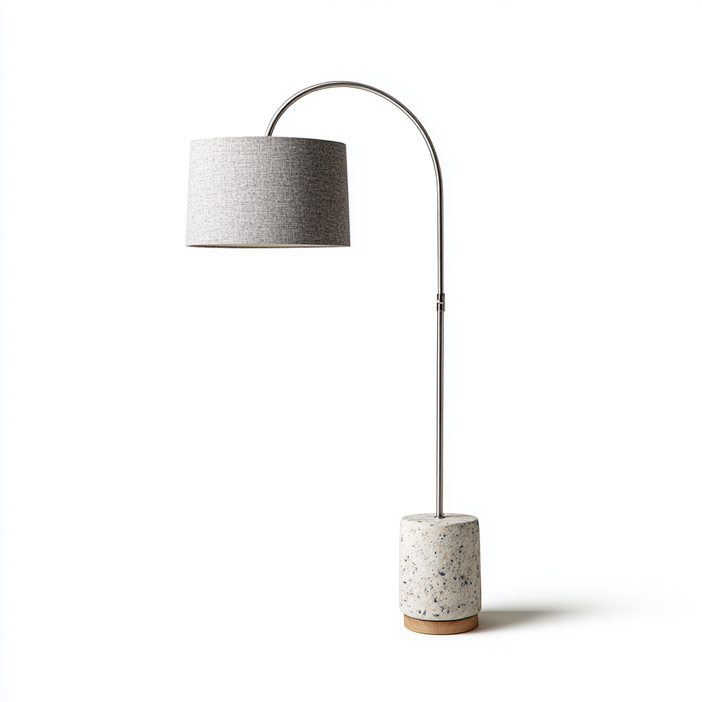 Lampadaire-metal-beton-tissu-40x40x178 cm-gris-gris-moderne-Styleero