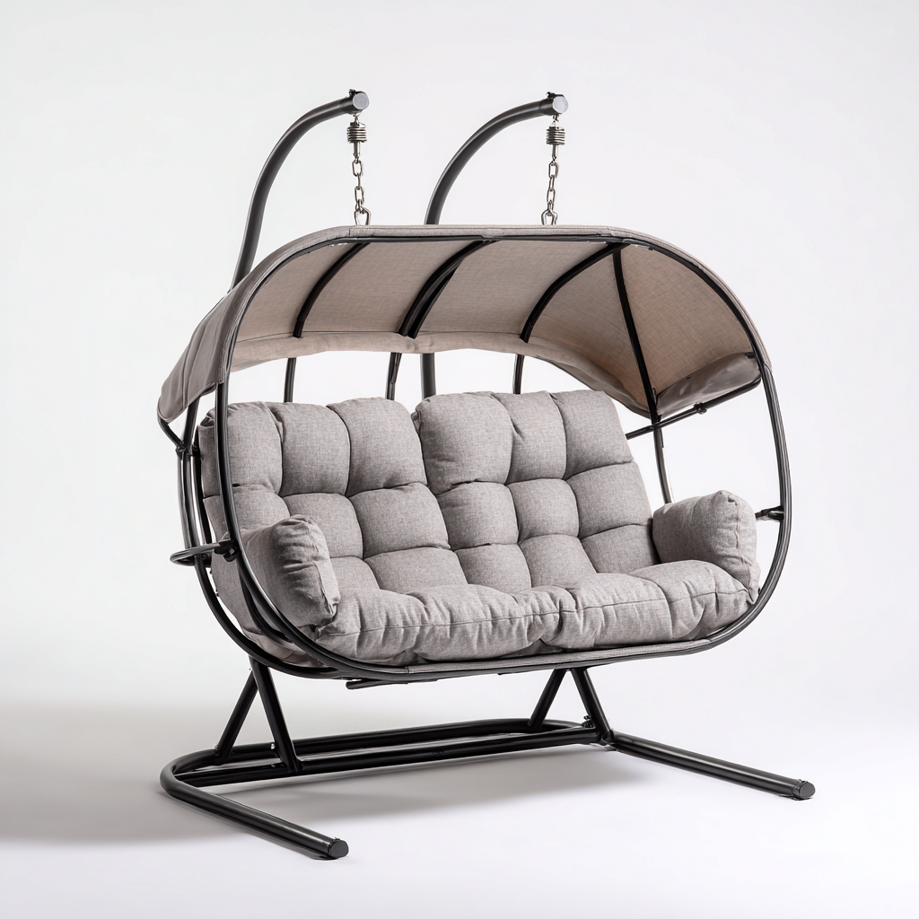 Chaise suspendue - métal-tissu - 185x135x165 cm - gris - style moderne-Styleero