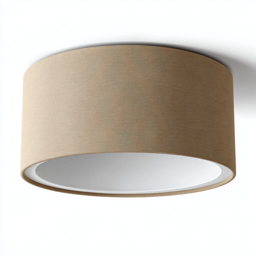 Plafonnier - Tissu - Métal - 40x40x18 cm - Beige - Moderne-Styleero