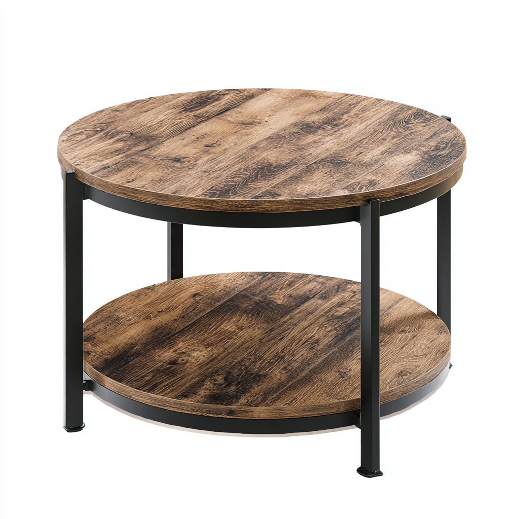 Table basse - bois massif-métal - 80x80x45 cm - brun-noir - style industriel-Styleero