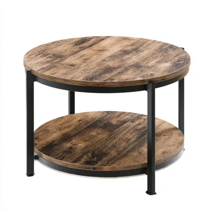 Table basse - bois massif-métal - 80x80x45 cm - brun-noir - style industriel-Styleero