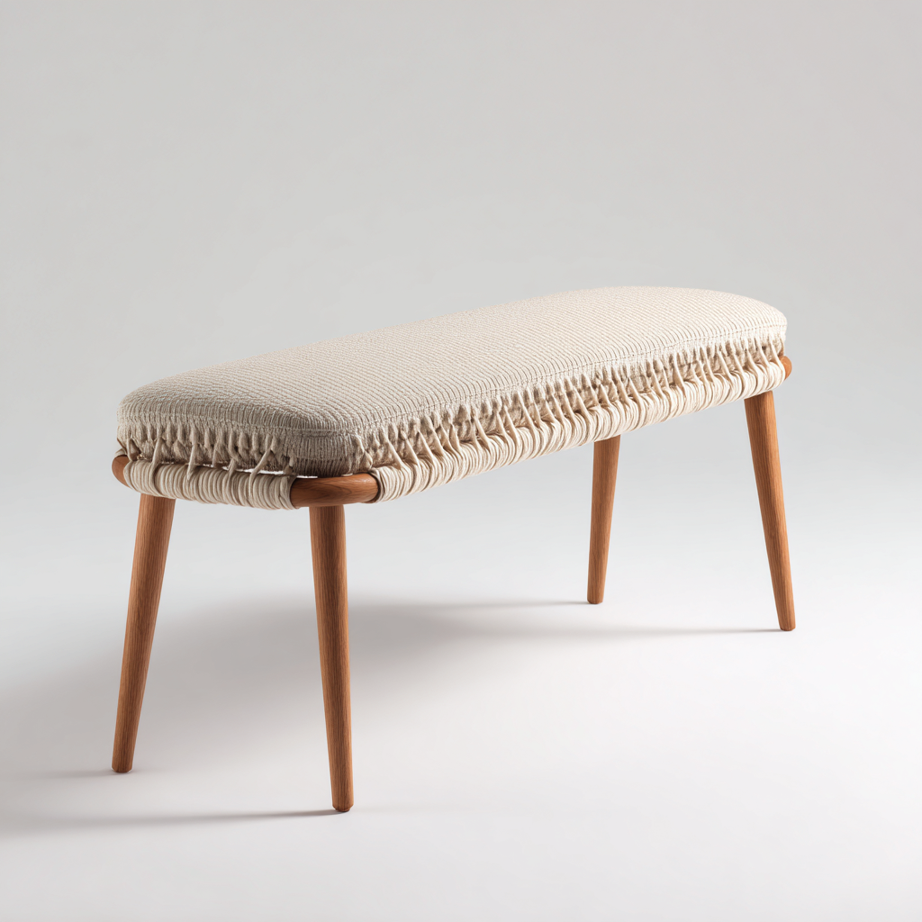 Banc d'entrée-bois massif-corde tressée-97x34x46 cm-beige-style naturel-Styleero