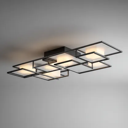 Plafonnier-metal-verre-78x52x14 cm-noir-blanc-moderne-Styleero