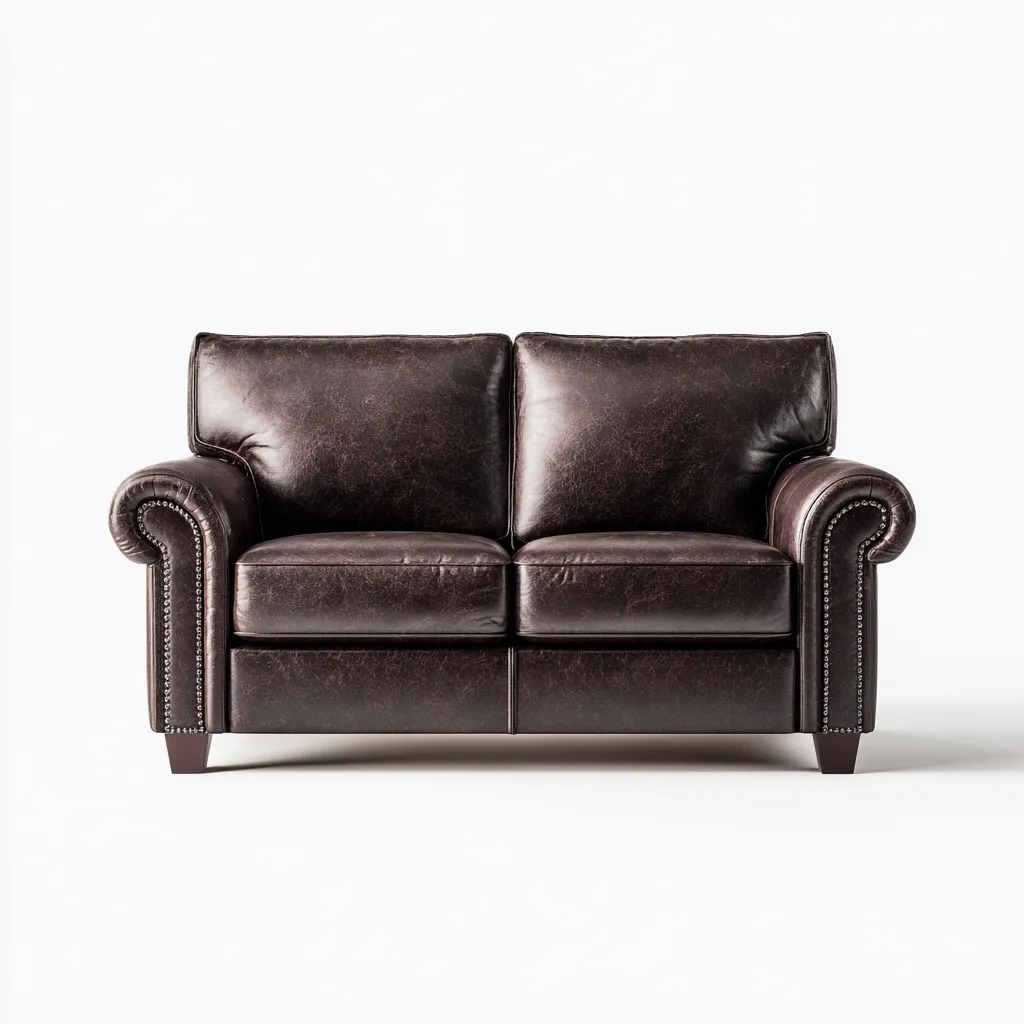 Canapé 2 places-similicuir-mousse-170x92x88 cm-marron foncé-design classique-Styleero