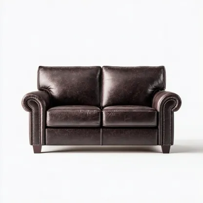 Canapé 2 places-similicuir-mousse-170x92x88 cm-marron foncé-design classique-Styleero