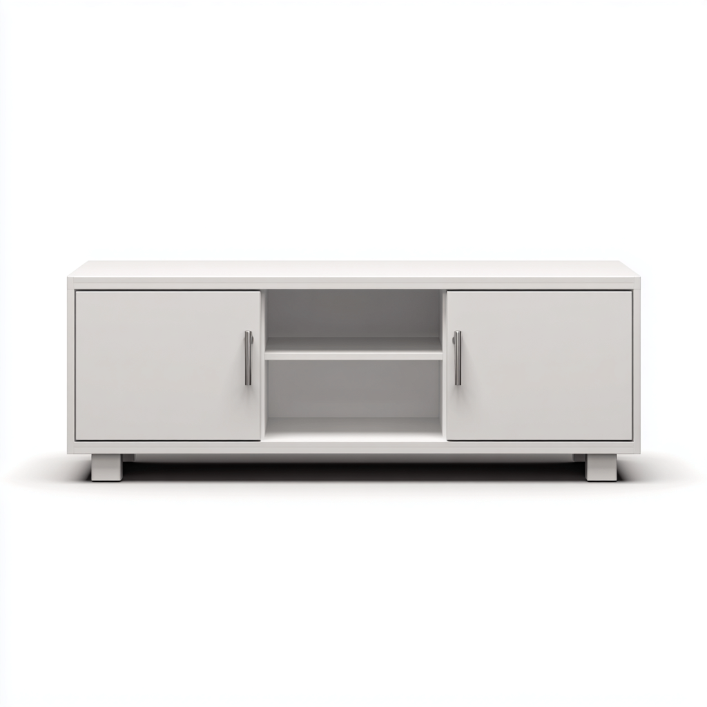 Meuble TV - MDF-métal - 150x40x55 cm - Blanc - style moderne-Styleero