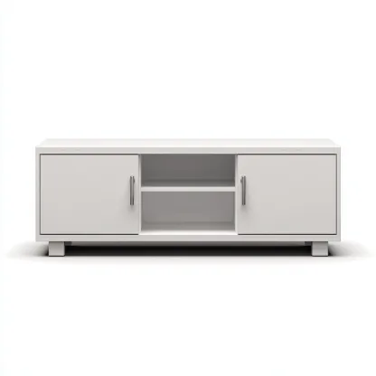 Meuble TV - MDF-métal - 150x40x55 cm - Blanc - style moderne-Styleero