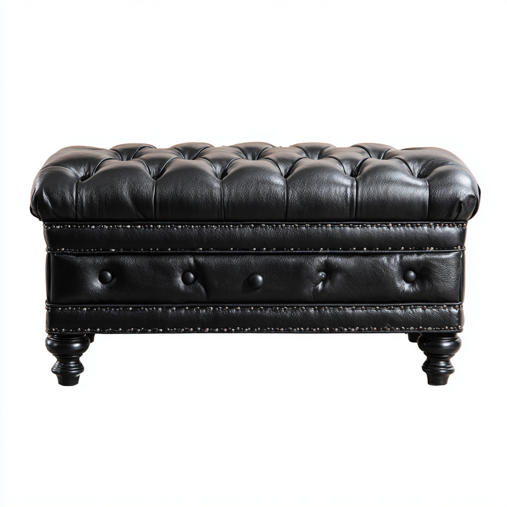Banc d'entrée - cuir - 90x45x45 cm - noir - style classique-Styleero