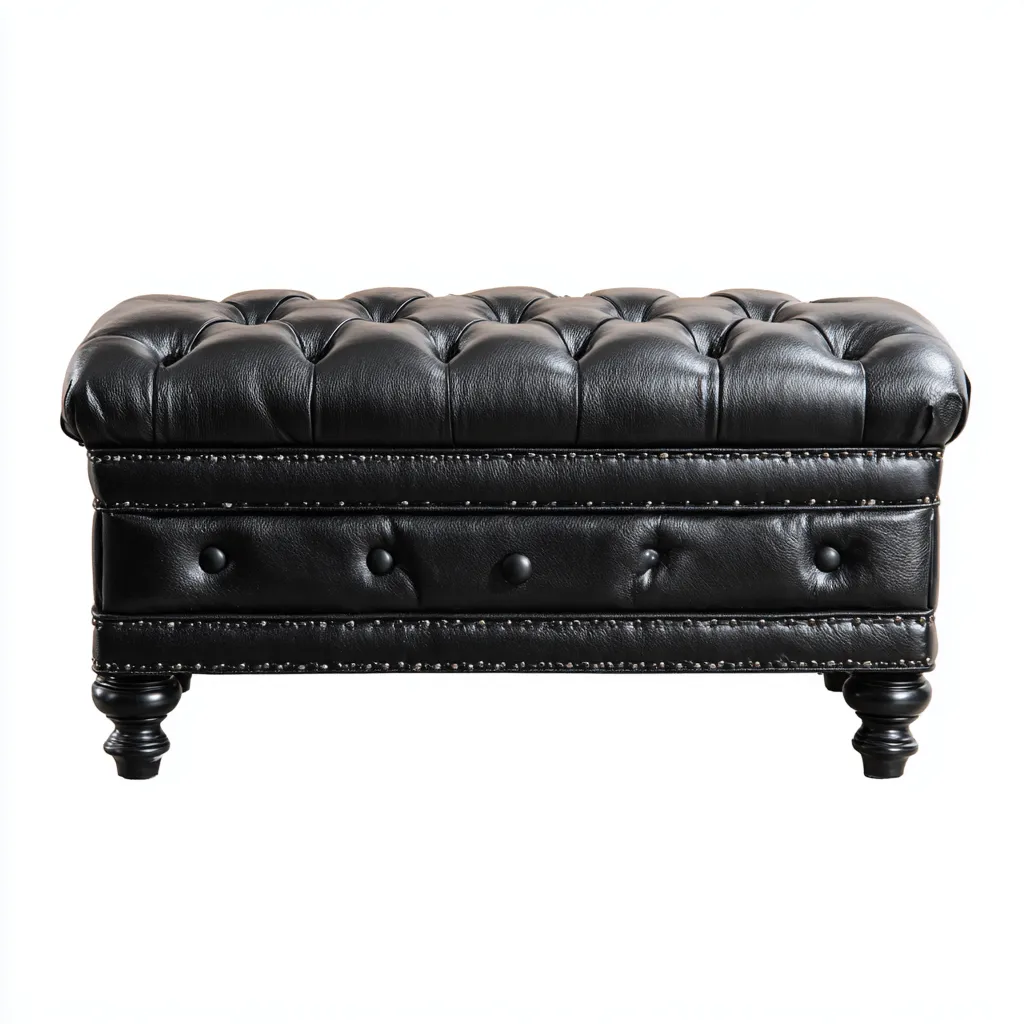 Banc d'entrée - cuir - 90x45x45 cm - noir - style classique-Styleero