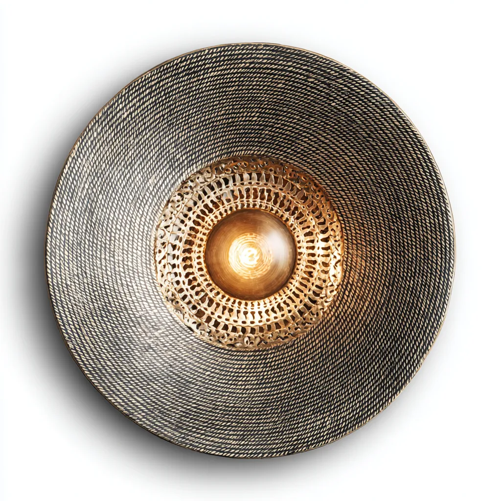 Plafonnier-metal-tissage-rotin-32x32x14 cm-gris-naturel-style-boheme-Styleero