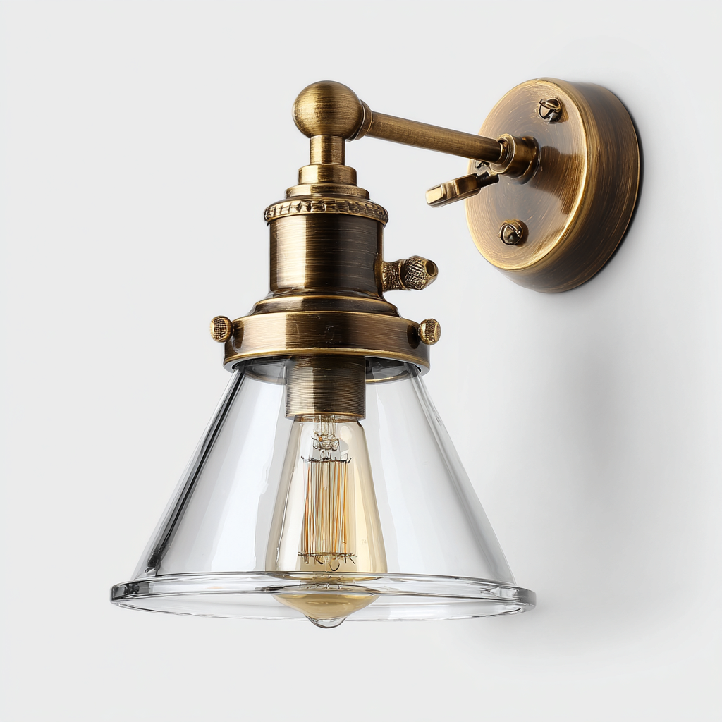 Applique murale-Métal-Verre-18x17x25 cm-Laiton-Style industriel-Styleero