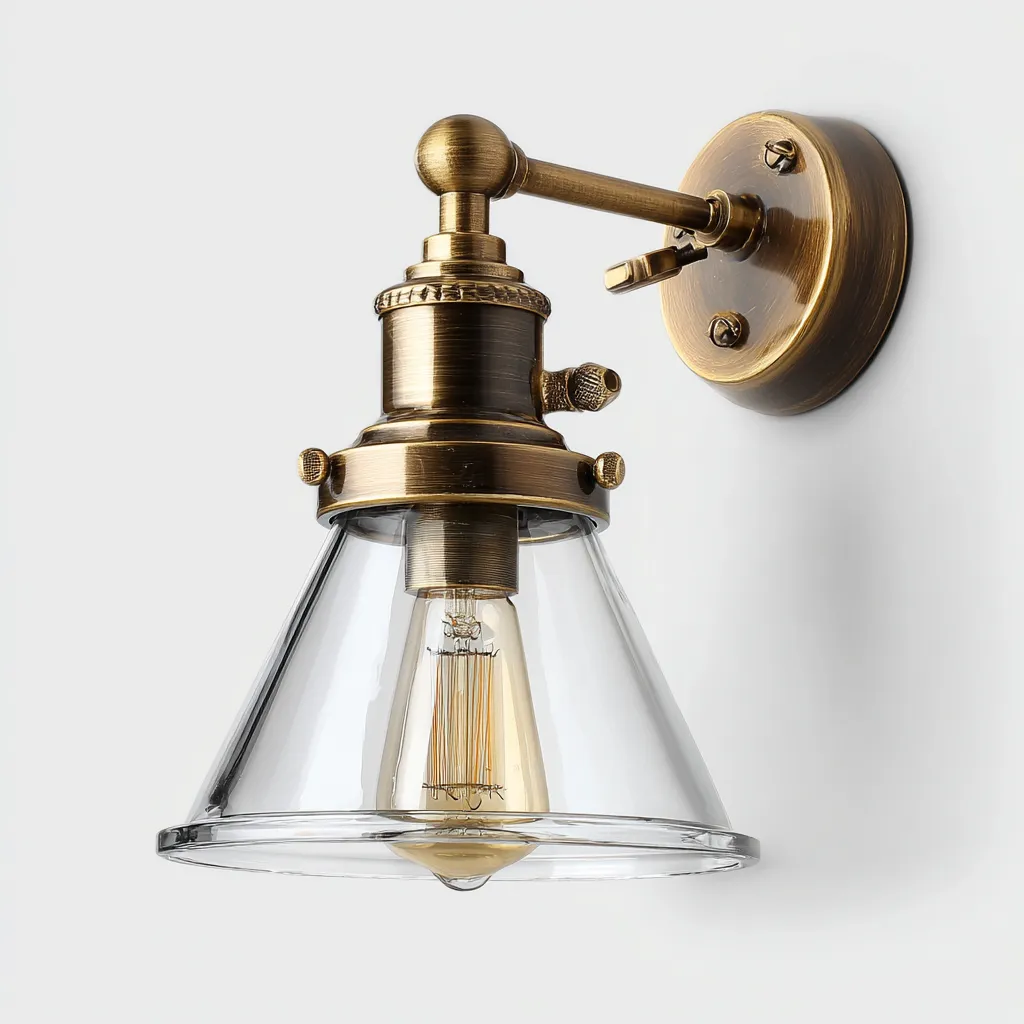 Applique murale-Métal-Verre-18x17x25 cm-Laiton-Style industriel-Styleero