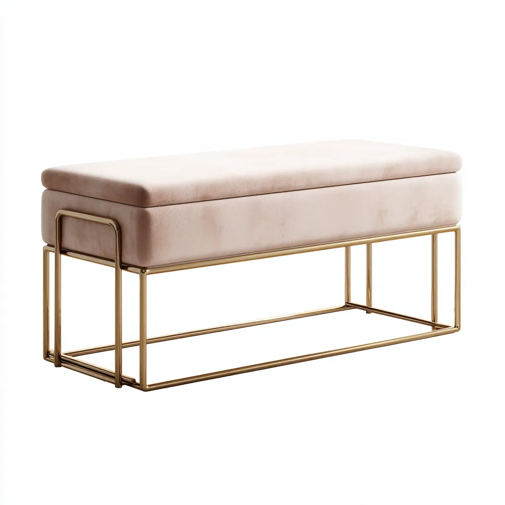 Banc d'entrée - velours - 100x40x45 cm - beige - style moderne-Styleero