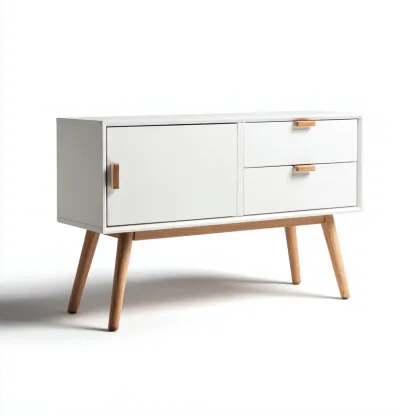 Meuble TV-bois-MDF-108x34x47 cm-blanc-bois naturel-design scandinave-Styleero