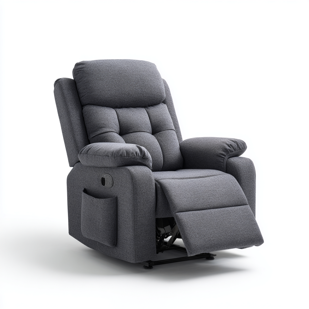 Fauteuil relax-tissu-102x94x110 cm-gris foncé-design contemporain-Styleero