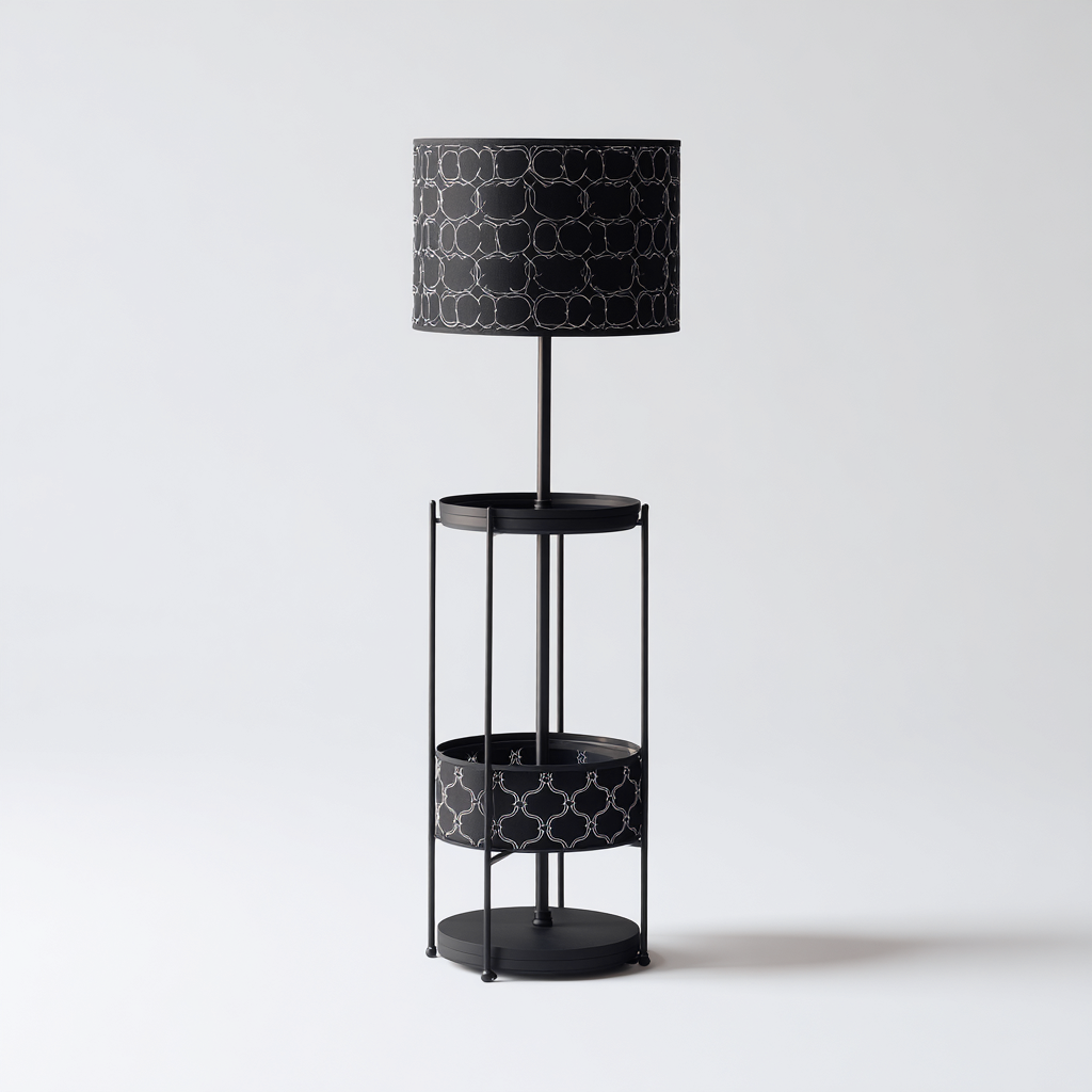 Lampadaire-metal-tissu-36x36x167 cm-noir-noir-moderne-Styleero