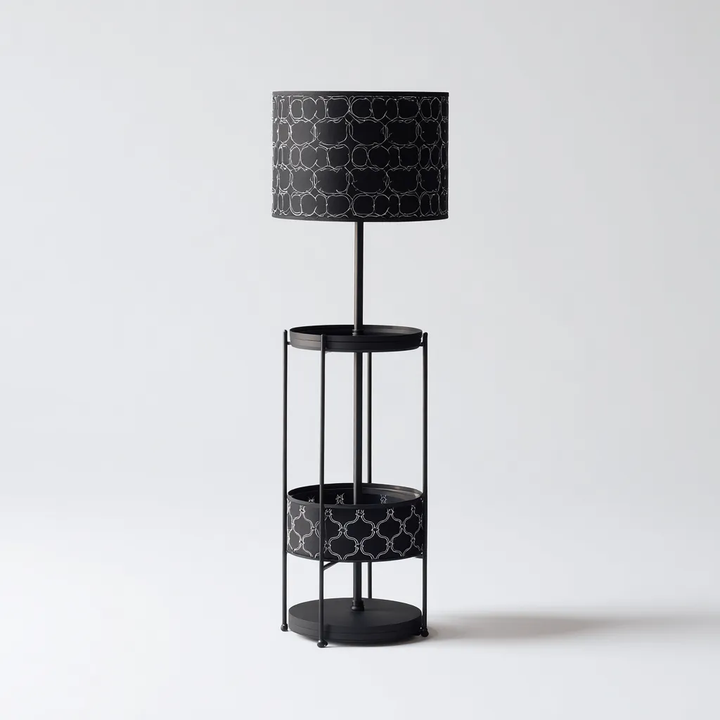 Lampadaire-metal-tissu-36x36x167 cm-noir-noir-moderne-Styleero