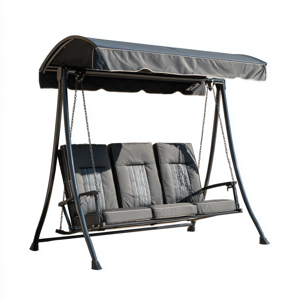 Chaise suspendue - métal-tissu - 197x133x174 cm - gris foncé - moderne-Styleero