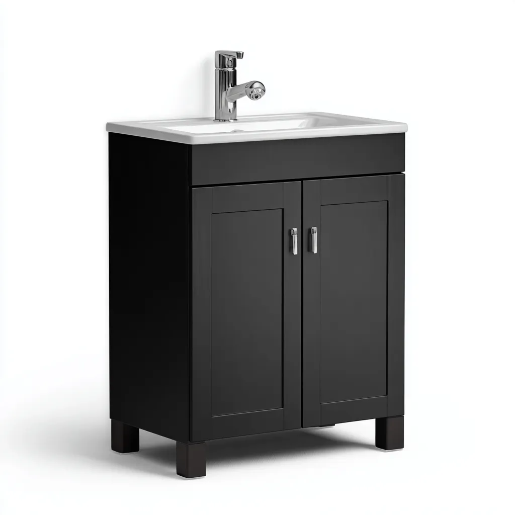 Meuble vasque-bois-63x42x85 cm-noir-design contemporain-Styleero