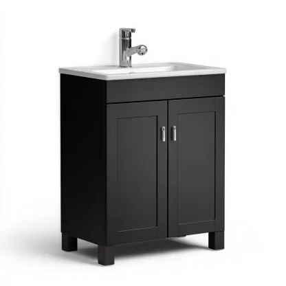 Meuble vasque-bois-63x42x85 cm-noir-design contemporain-Styleero