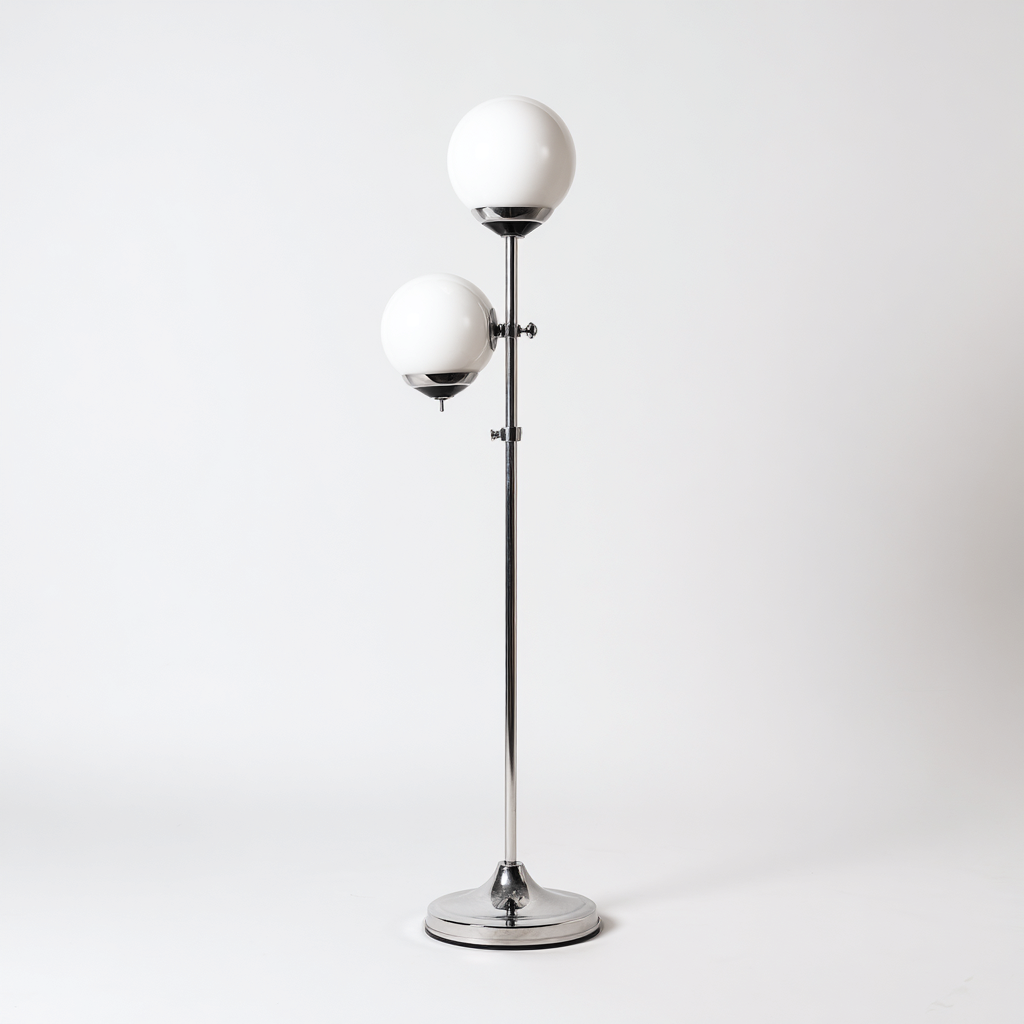 Lampadaire-metal-verre-28x28x168 cm-chrome-blanc-moderne-Styleero