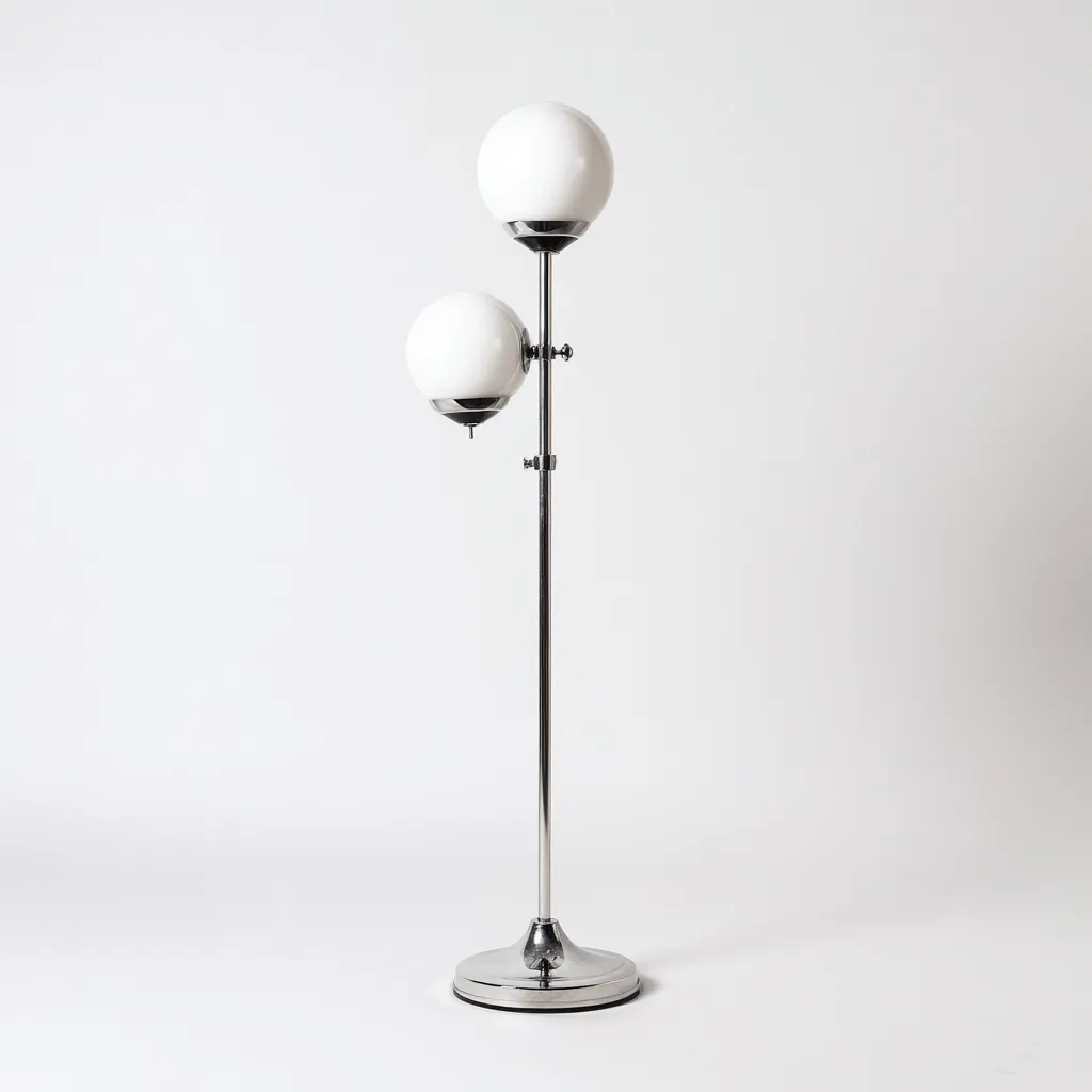 Lampadaire-metal-verre-28x28x168 cm-chrome-blanc-moderne-Styleero