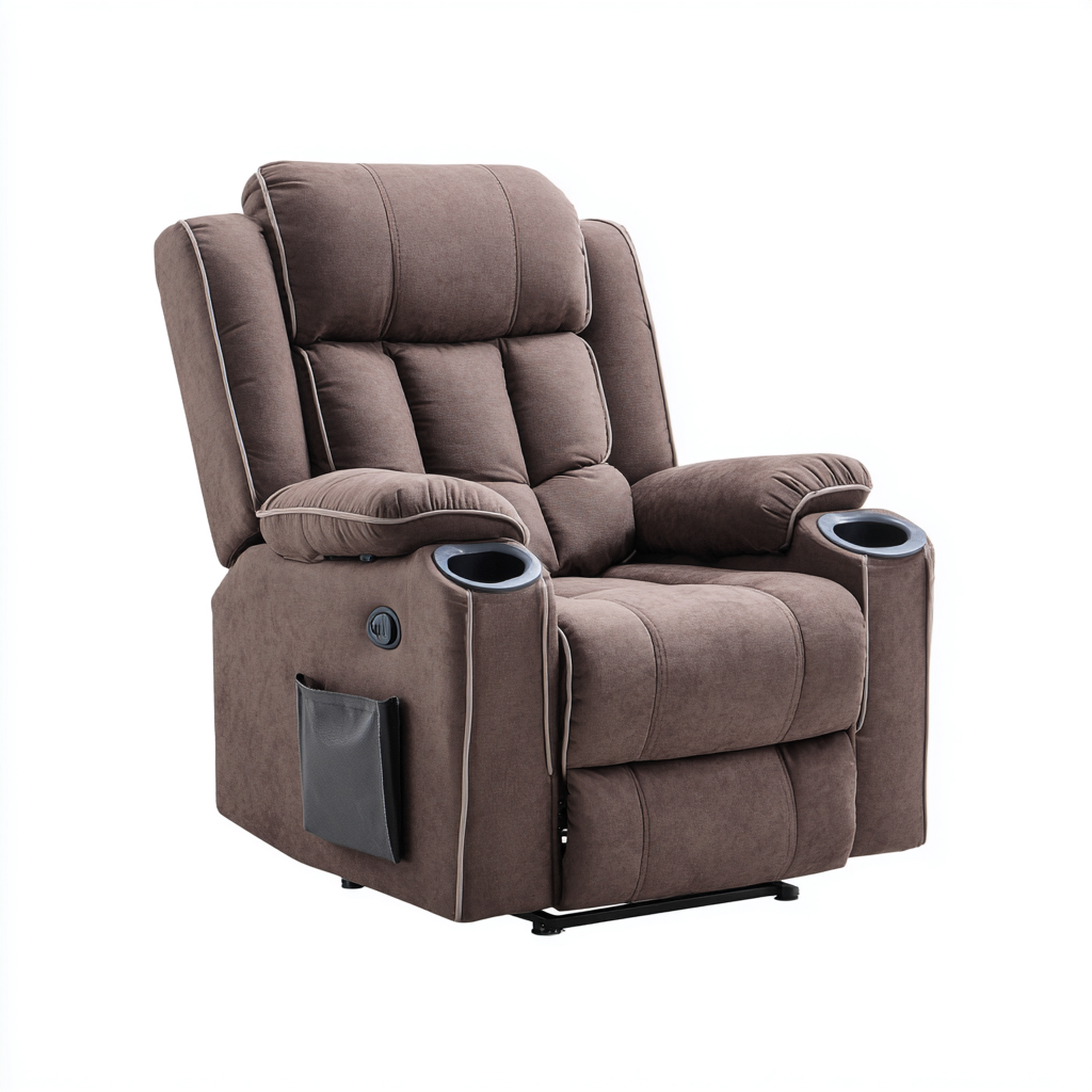 Fauteuil relax-tissu-104x98x112 cm-brun-design contemporain-Styleero