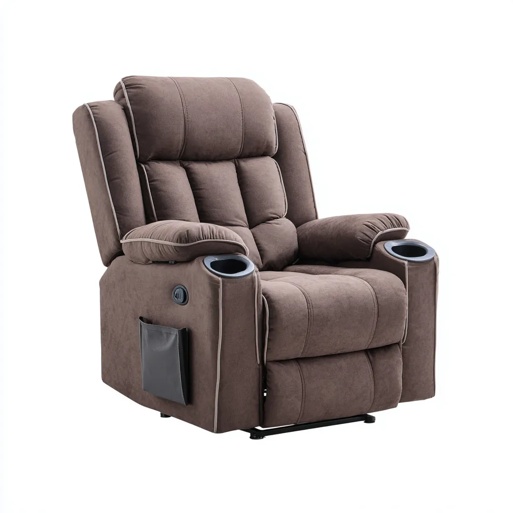 Fauteuil relax-tissu-104x98x112 cm-brun-design contemporain-Styleero