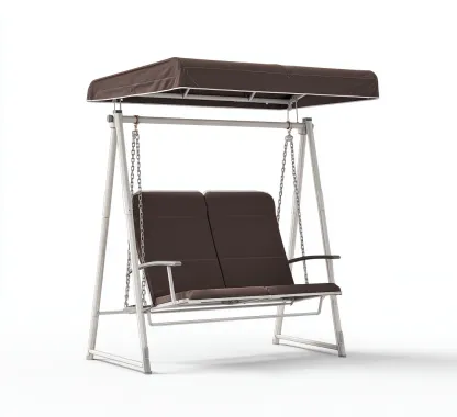 Chaise suspendue-métal-tissu-166x121x161 cm-marron-blanc-style extérieur-Styleero