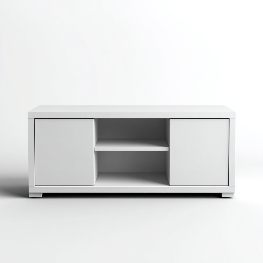 Meuble TV-bois-MDF-125x38x46 cm-blanc-design moderne-Styleero
