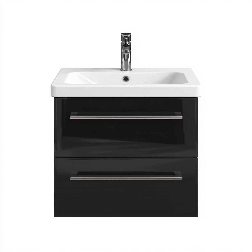 Meuble vasque-bois-62x45x54 cm-noir-design contemporain-Styleero